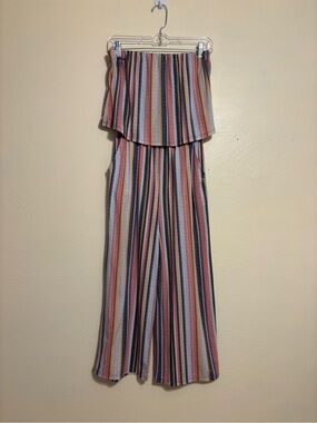🌈 Gypsies & Moondust Striped Strapless Wide Leg Jumpsuit Small Boho Festival